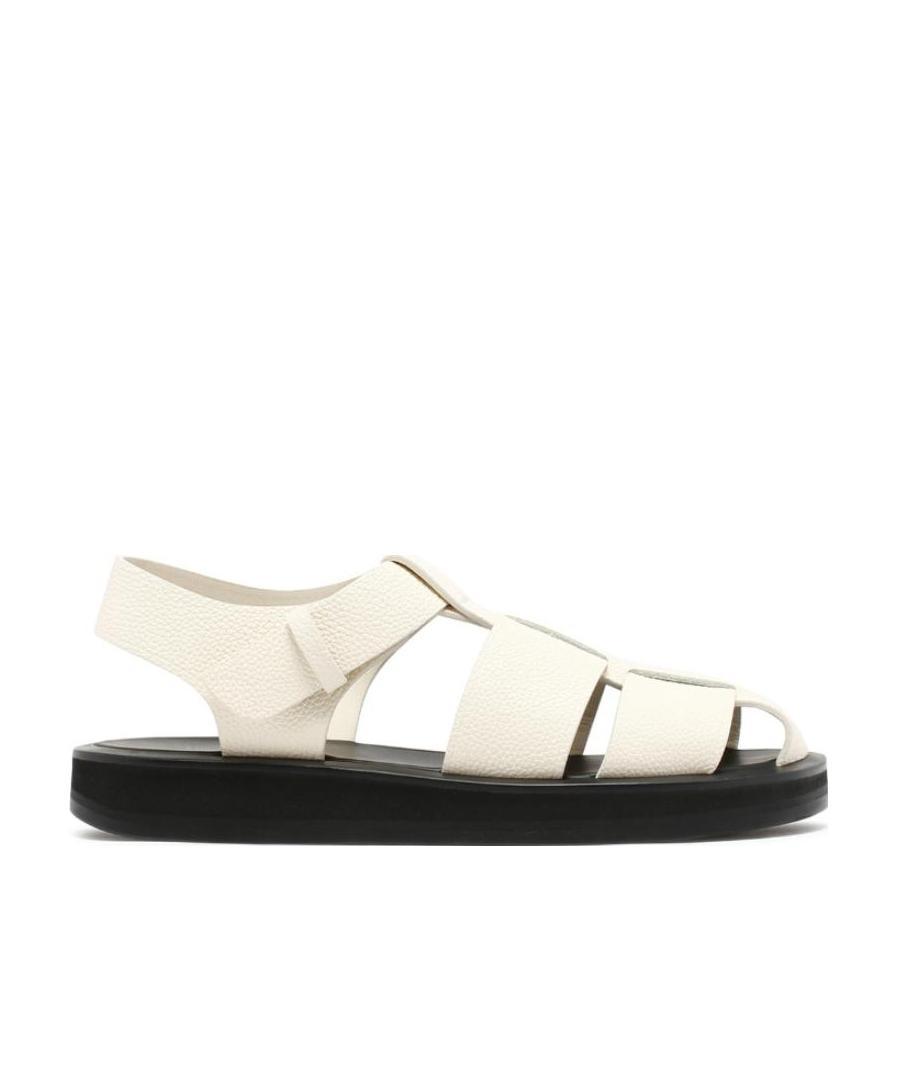 The Row Off-white Leather Fisherman Flat Sandals In Nude