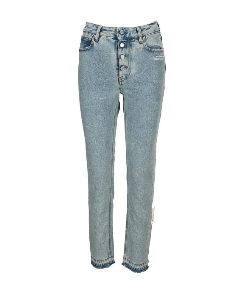 Off-white High-waisted Straight-leg Jeans In Gray