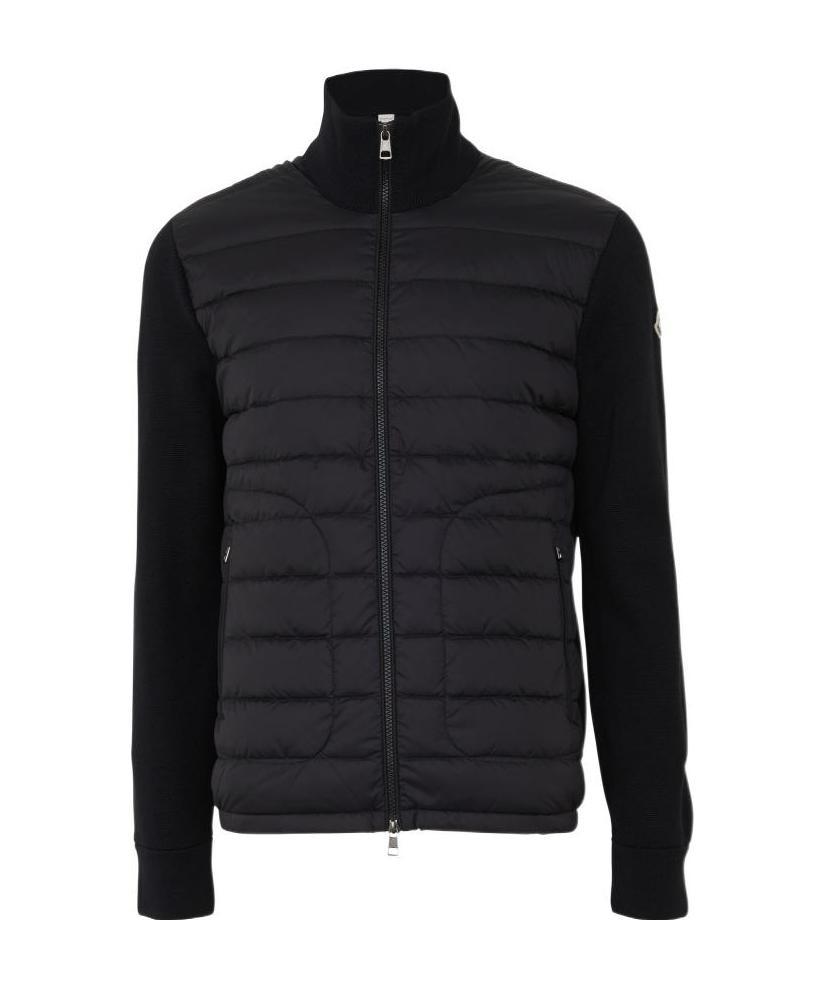 Moncler Padded Cardigan With Zip In Black