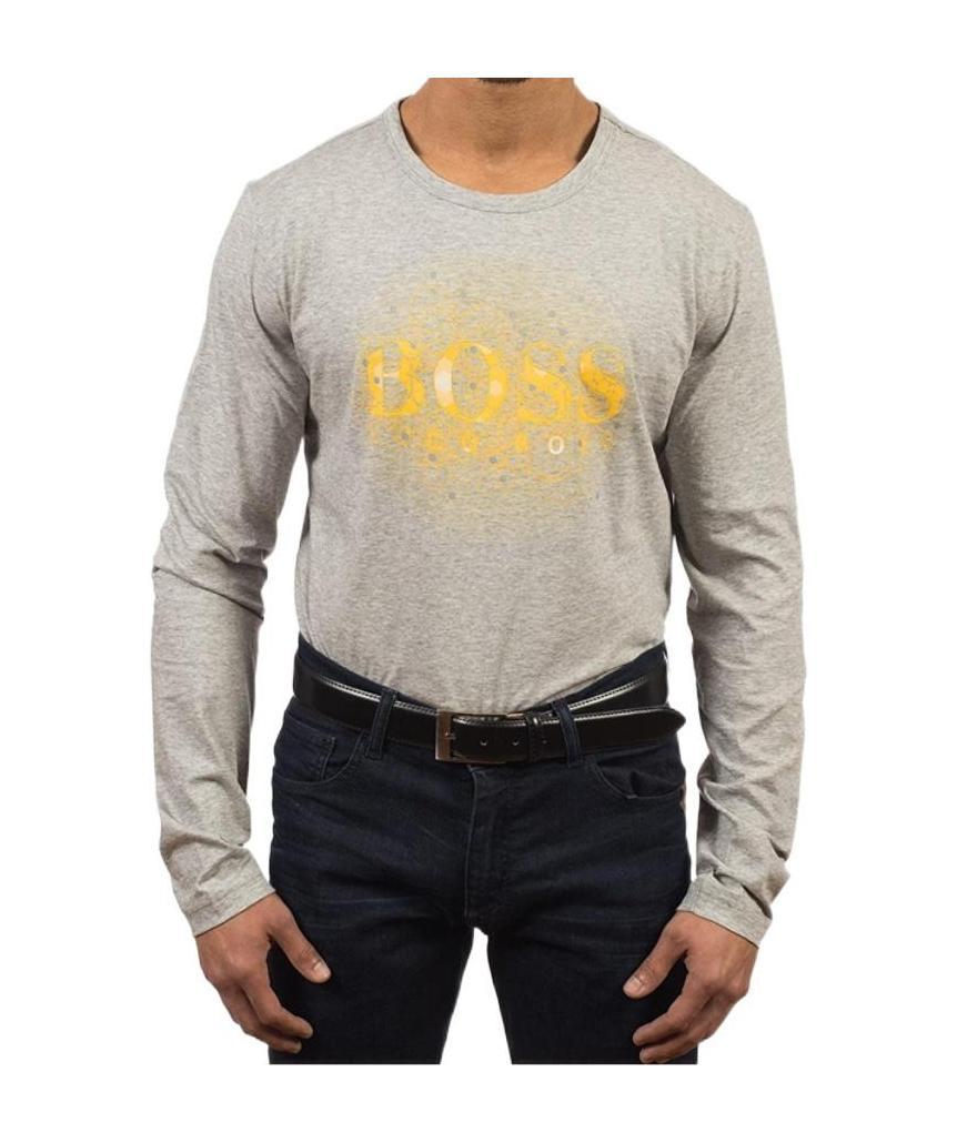 Hugo Boss T-shirt With Round Neck And Long Sleeves In Multicolor