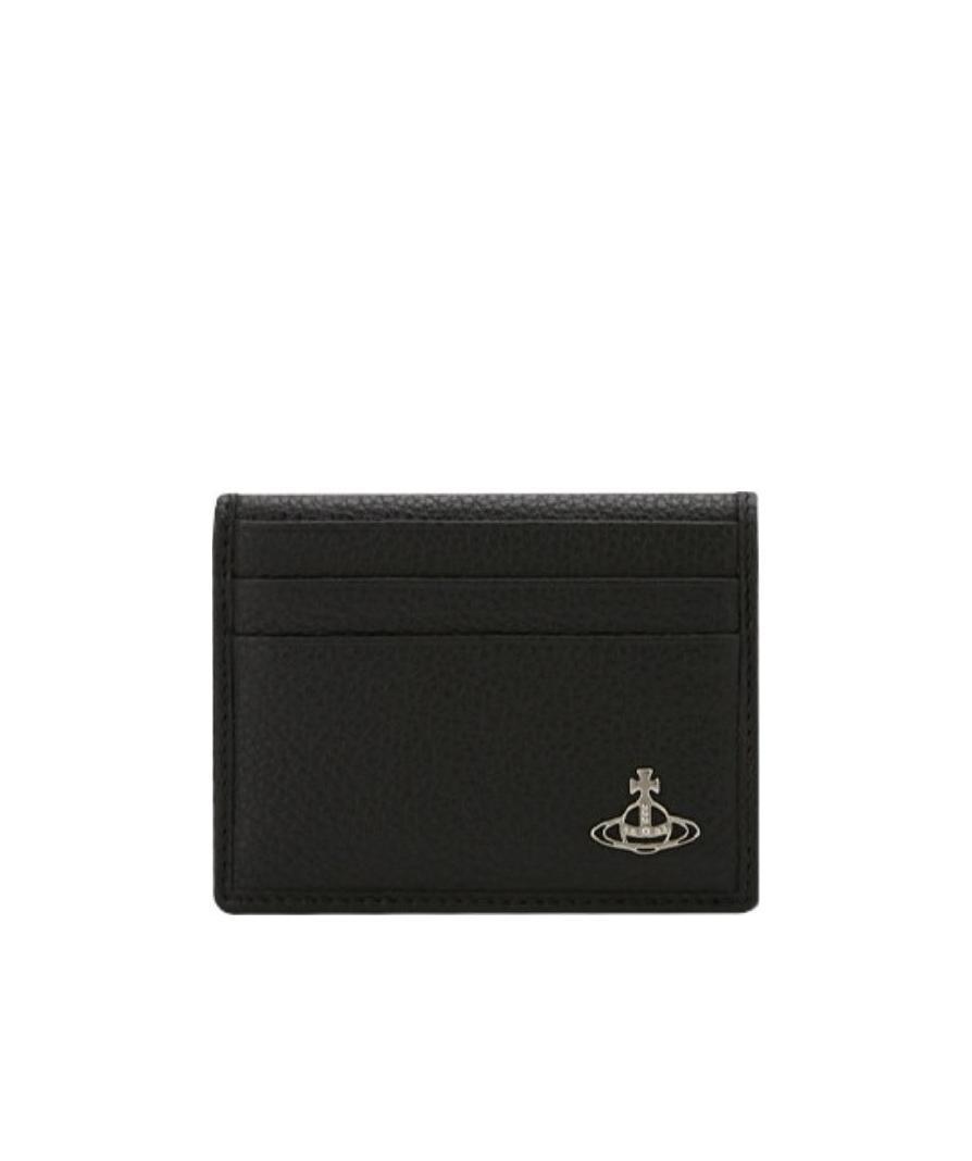 Vivienne Westwood Orb Plaque Grained Cardholder In Black