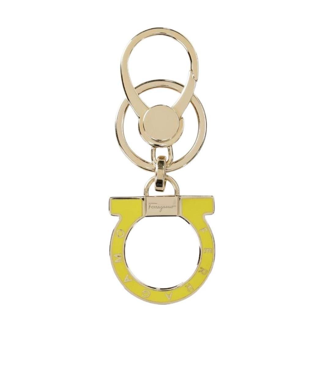Ferragamo Logo Metal Ring Key Chain In Nude