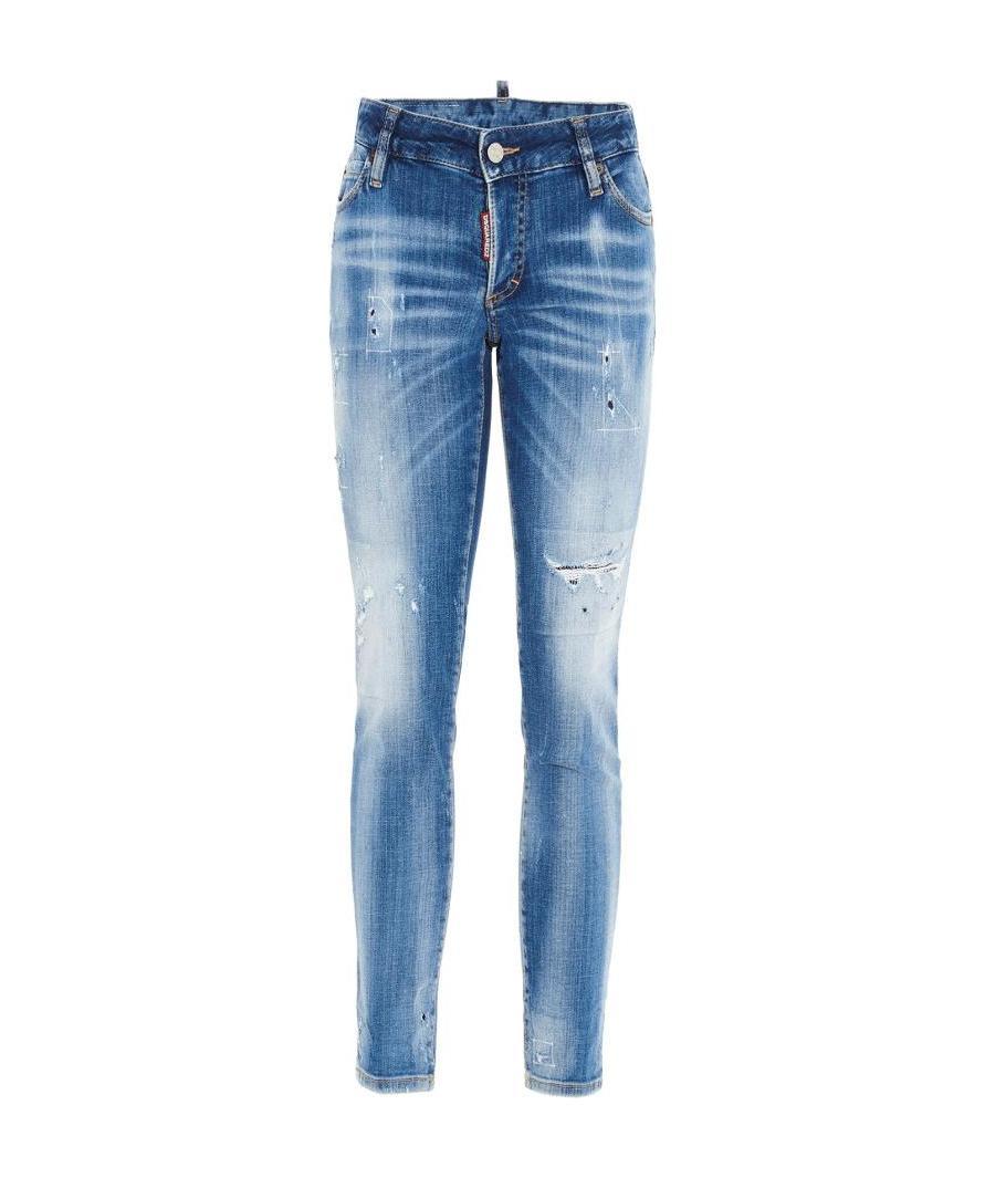 Dsquared2 Distressed Skinny Jeans In Blue