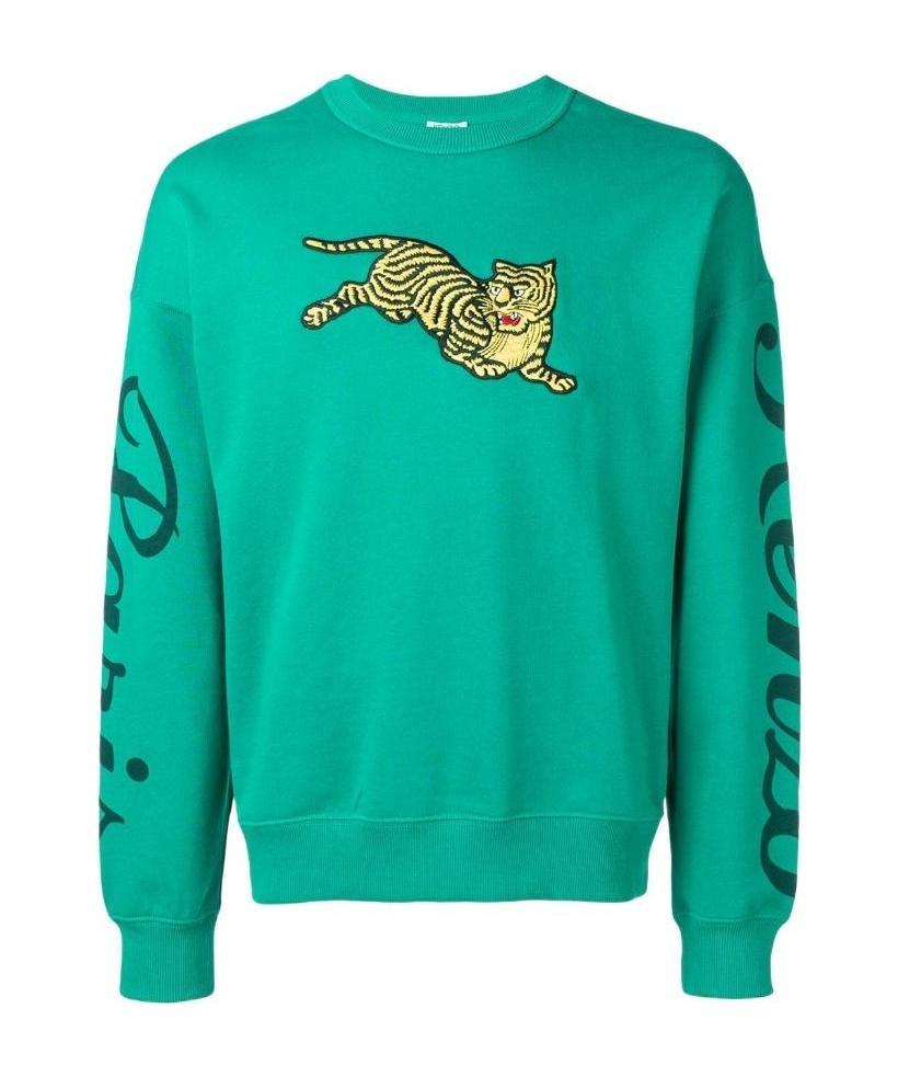 Kenzo Flying Tiger Embroidered Sweatshirt In Green