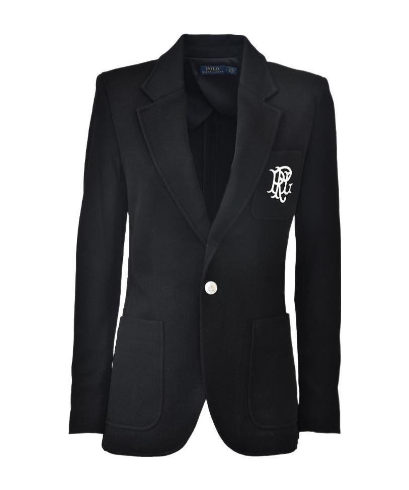 Polo Ralph Lauren Embroidered Logo Single-breasted Blazer In Black