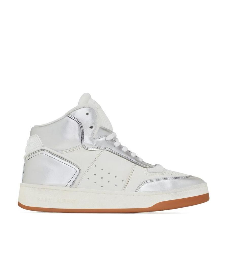Saint Laurent High-top Leather Sneakers In White