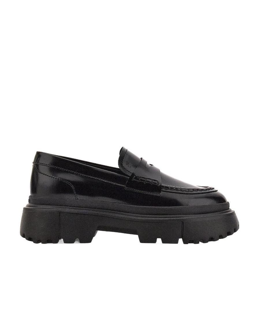 Hogan Chunky Leather Loafers In Black