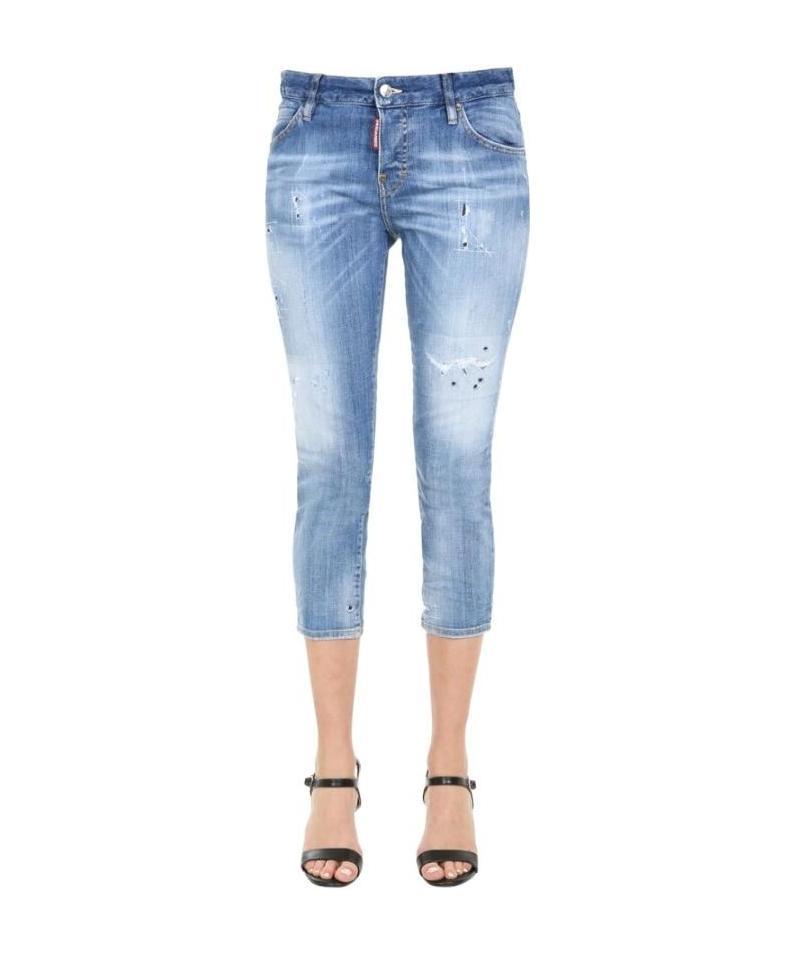 Dsquared2 Cropped Boyfriend Jeans In Blue