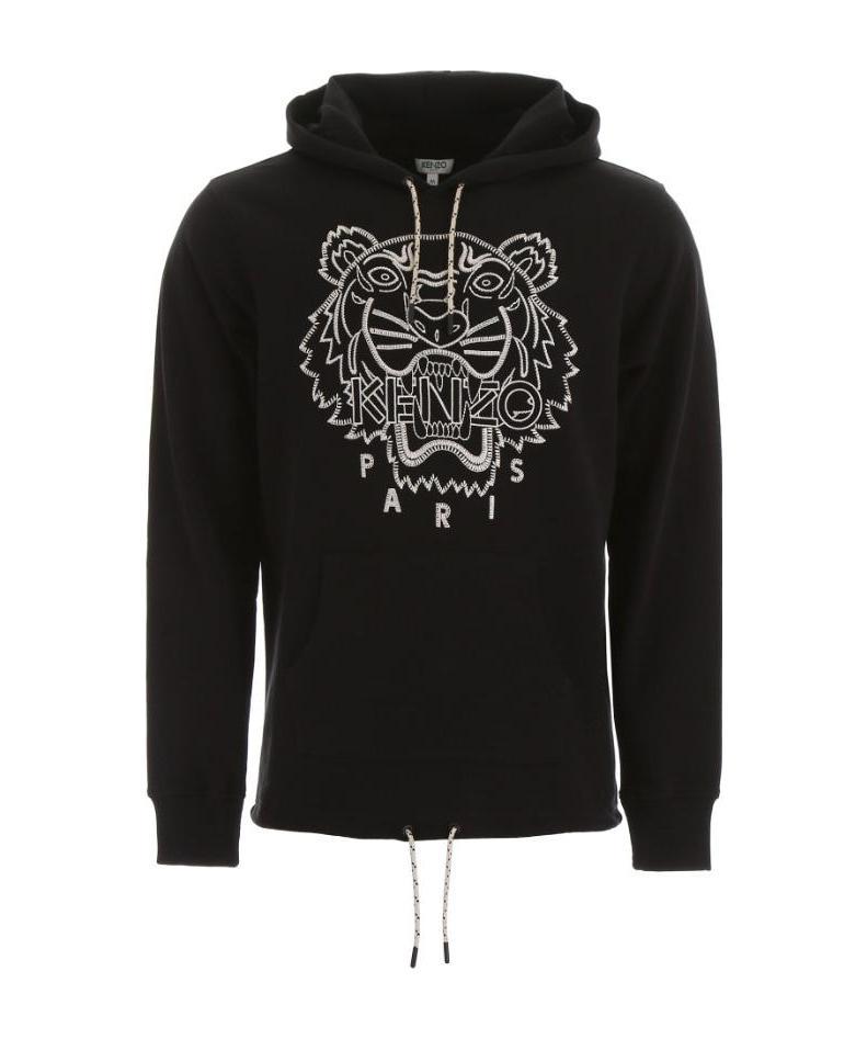 Kenzo Tiger Embroidered Hoodie In Black