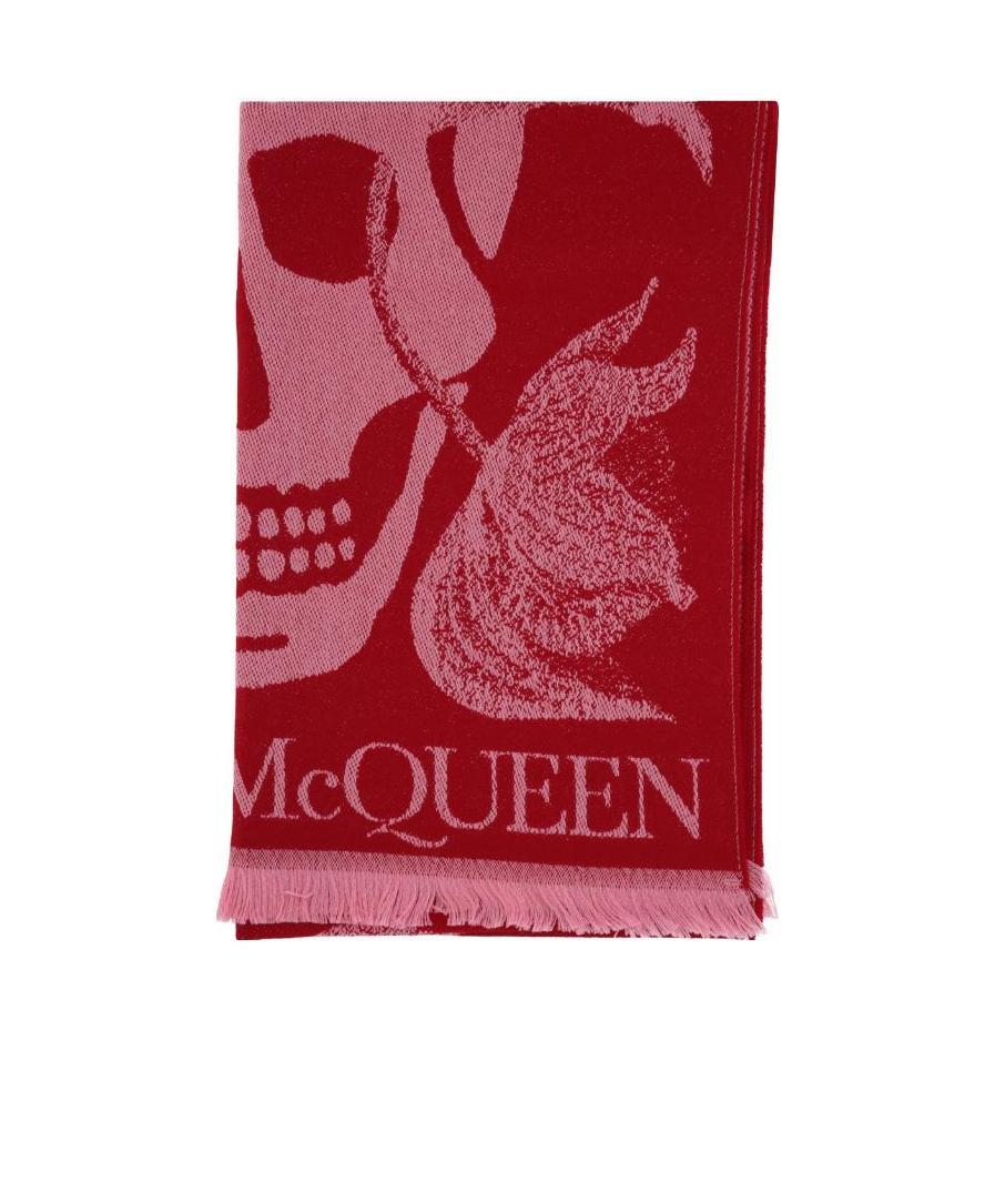 Alexander Mcqueen Skull-jacquard Wool Scarf In Red