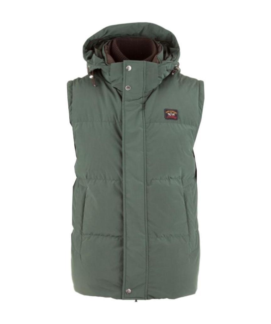 Paul & Shark Logo Patch Hooded Down Jacket In Gray