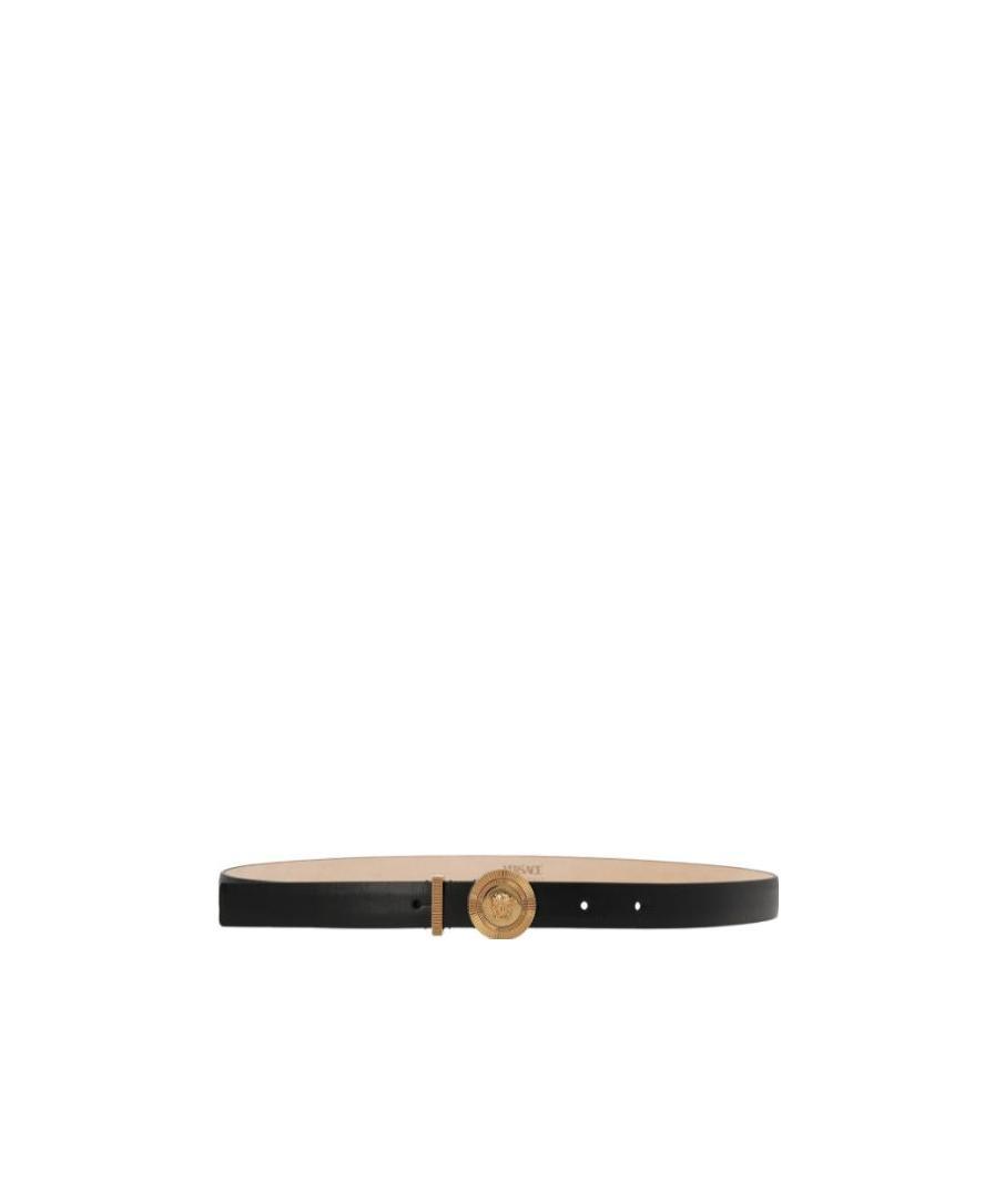 Versace Medusa Logo-buckle Leather Belt In Black