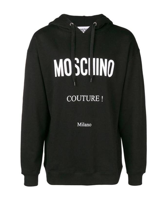 Moschino Man Sweatshirt Black Size 42 Organic Cotton In Black