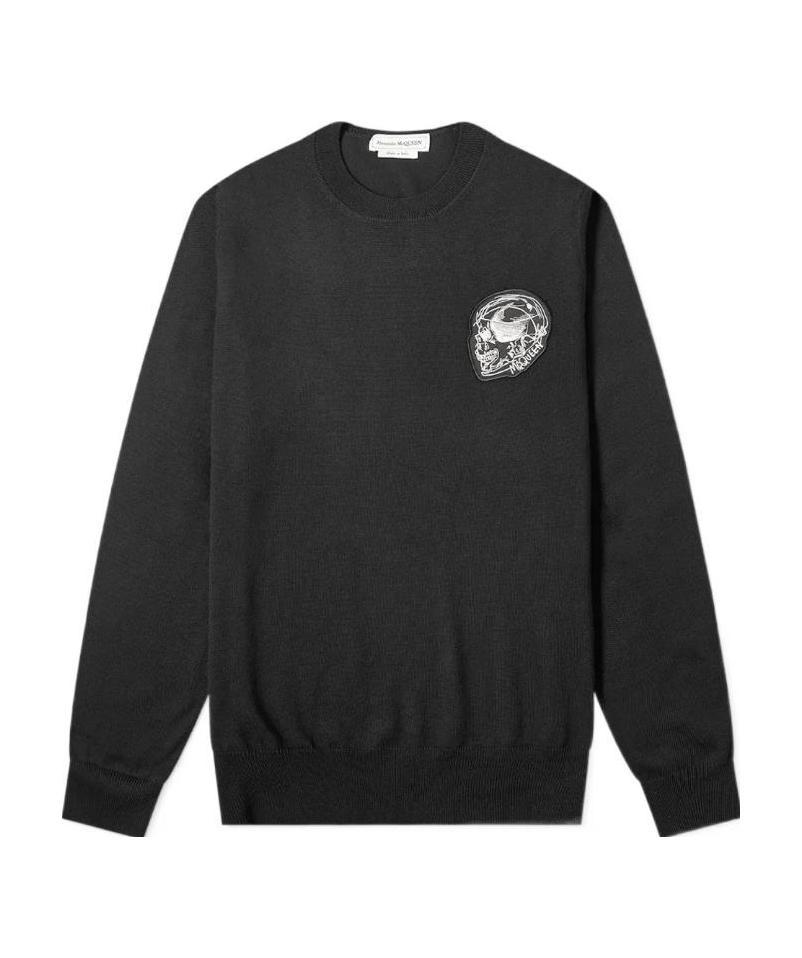 Alexander Mcqueen Skull Patch Knitted Jumper In Black