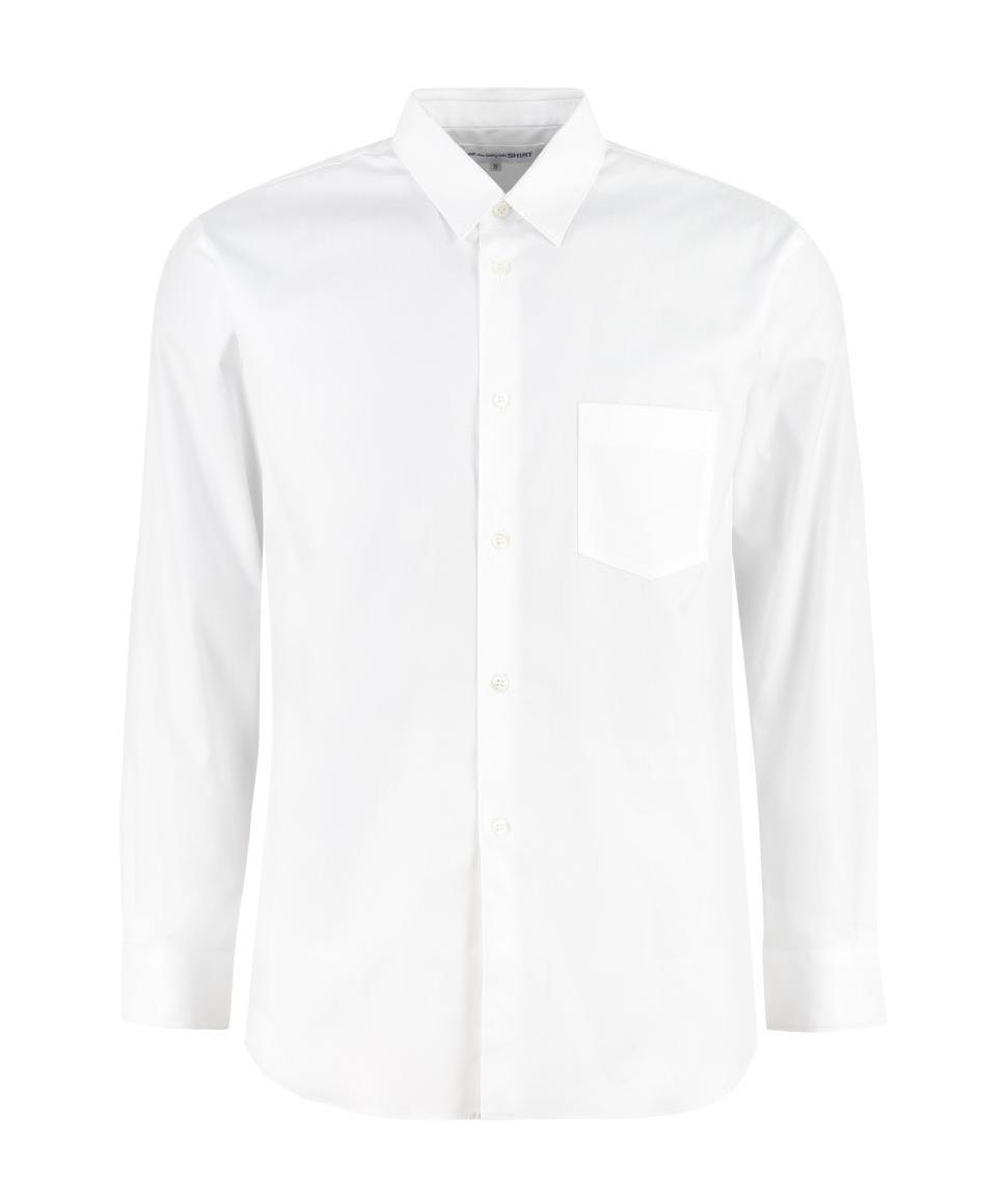Comme Des Garçons Long Sleeve Shirt Featuring Button Cuffs In White