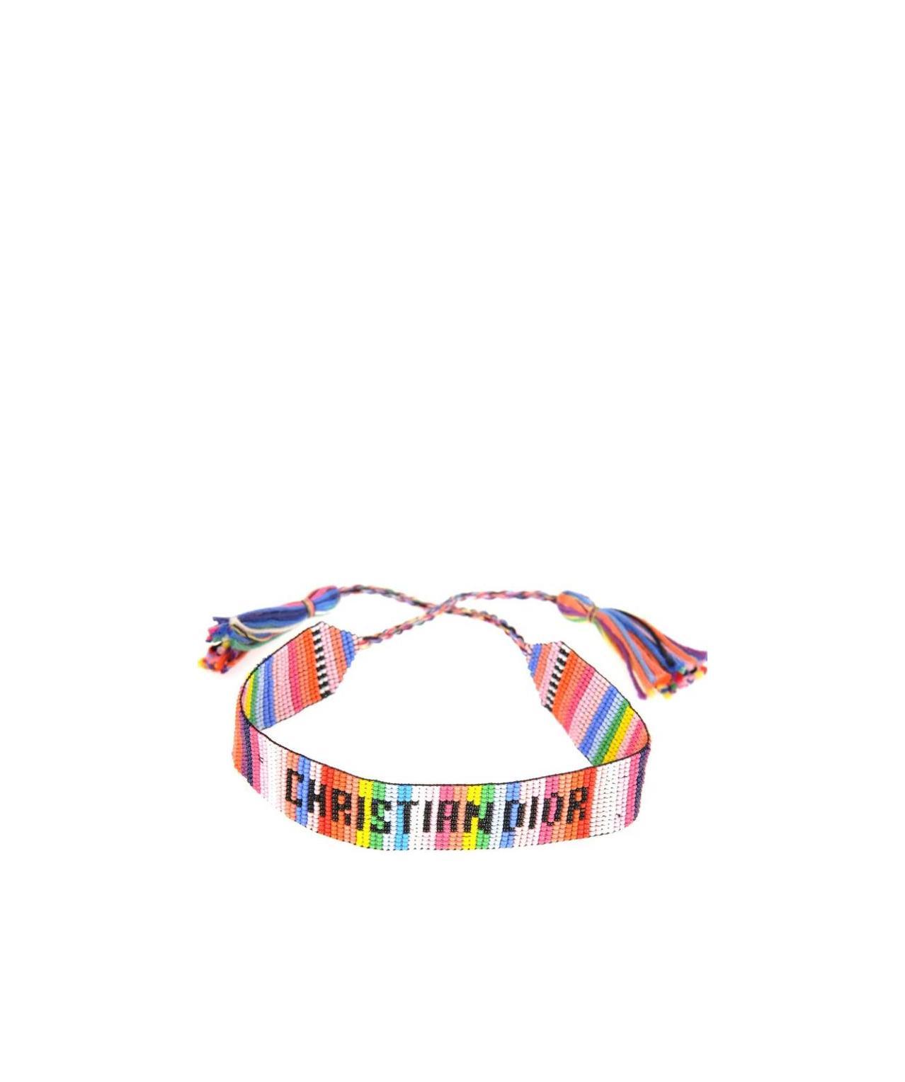 Dior Logo Embroidery Bracelet In Multi