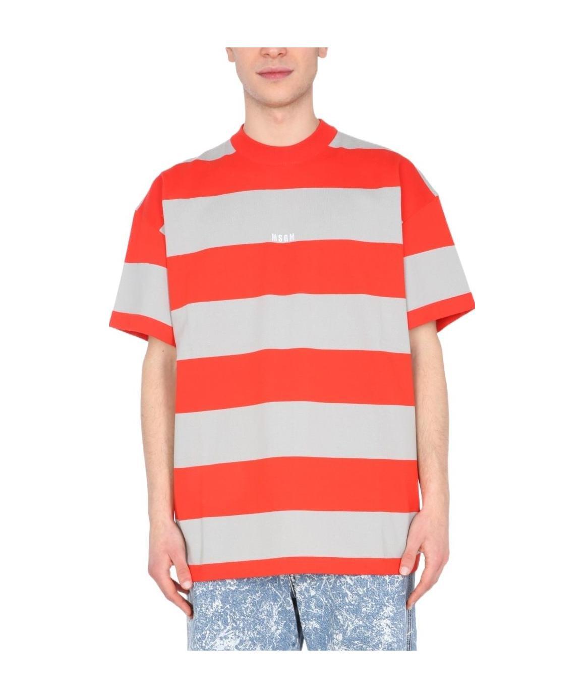 Msgm T-shirt With Embroidered Logo In Orange
