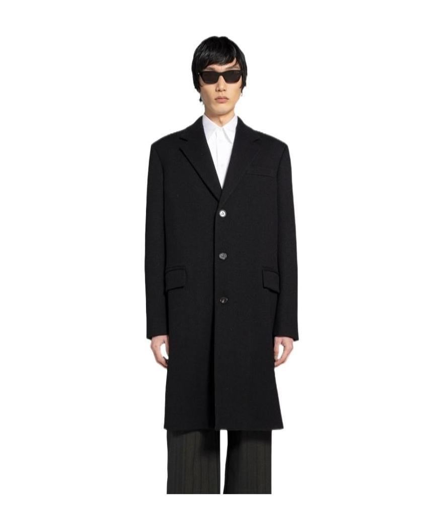 Bottega Veneta Single-breasted Wool Coat In Black