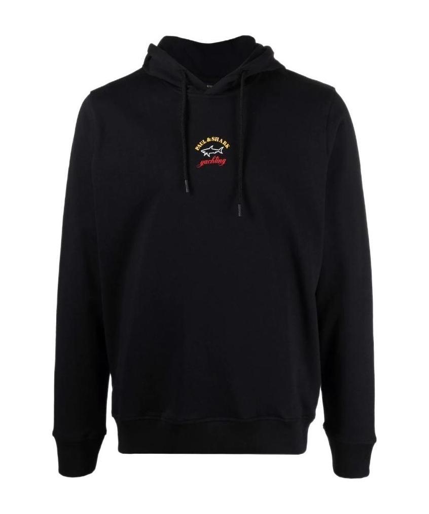 Paul & Shark Logo-print Pullover Hoodie In Black