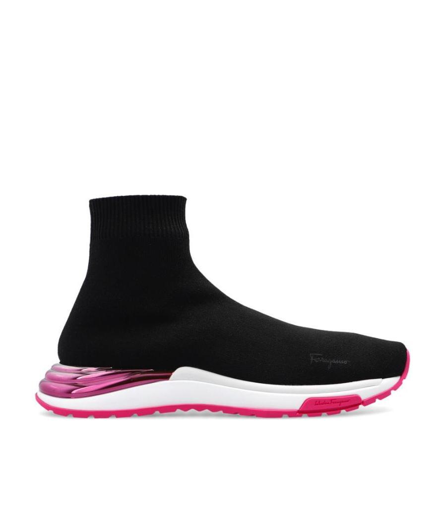 Ferragamo Ninette High-top Sock Sneakers In Black