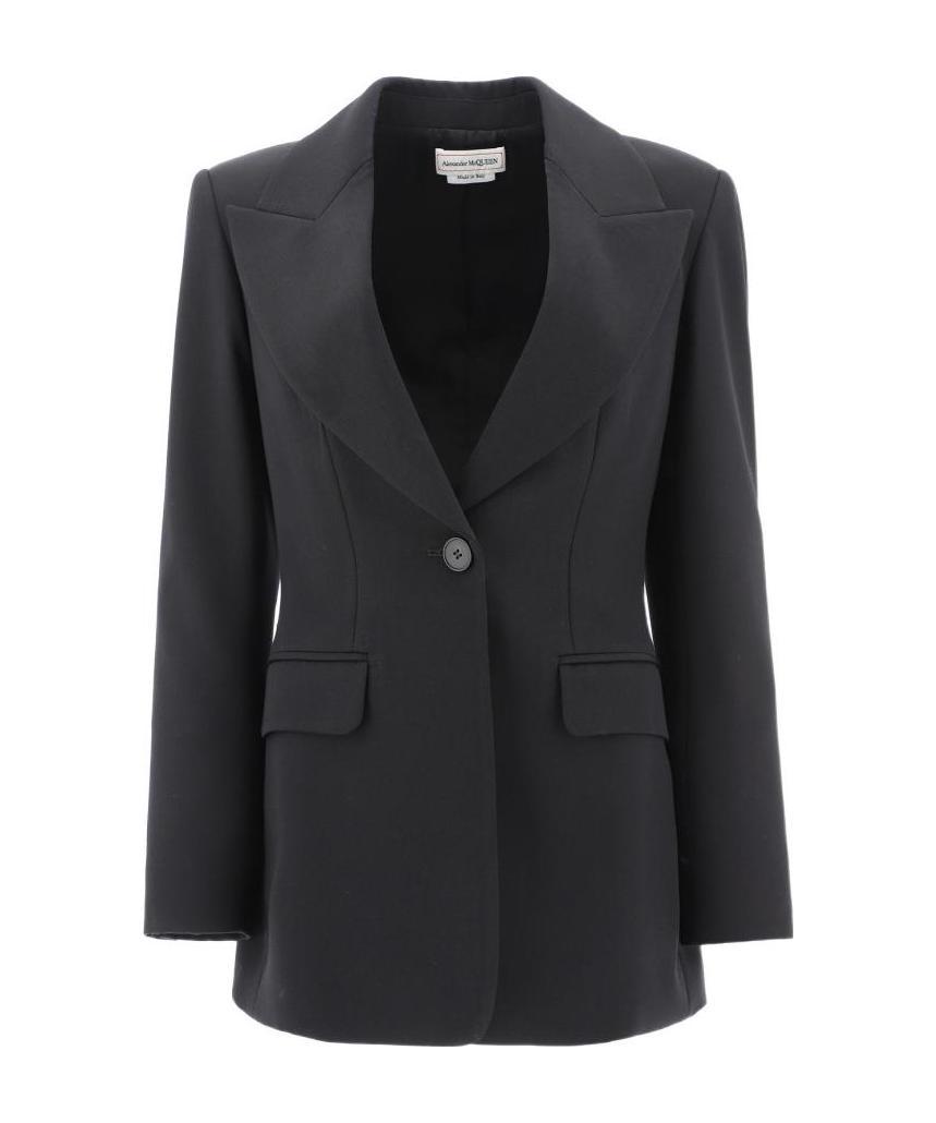 Alexander Mcqueen Rear-tie Single-breasted Blazer In Black