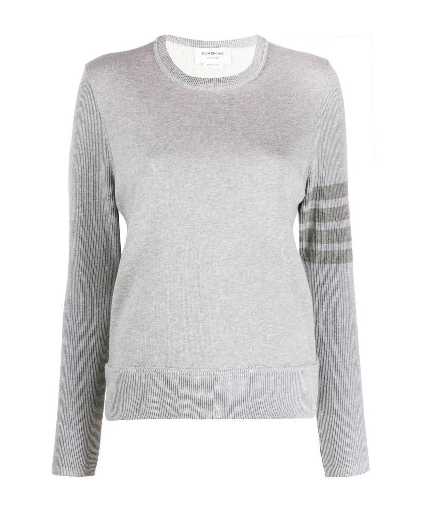 Thom Browne Tonal 4-bar Loopback Sweatshirt In Gray