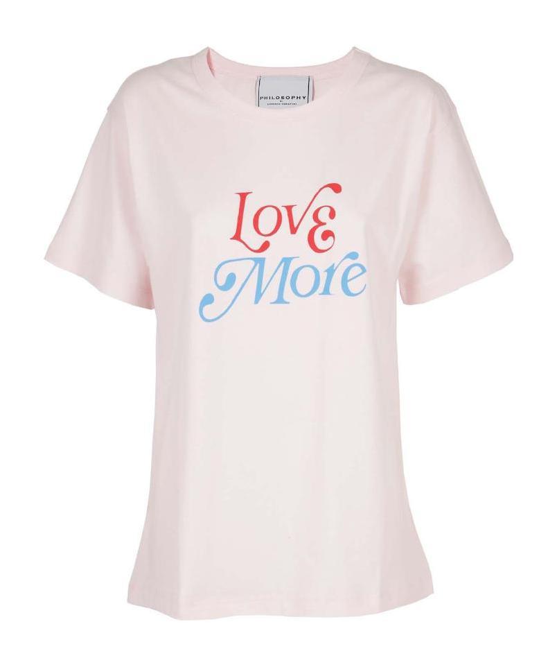 Shop Philosophy Di Lorenzo Serafini Slogan Printed Short-sleeved T-shirt In Pink