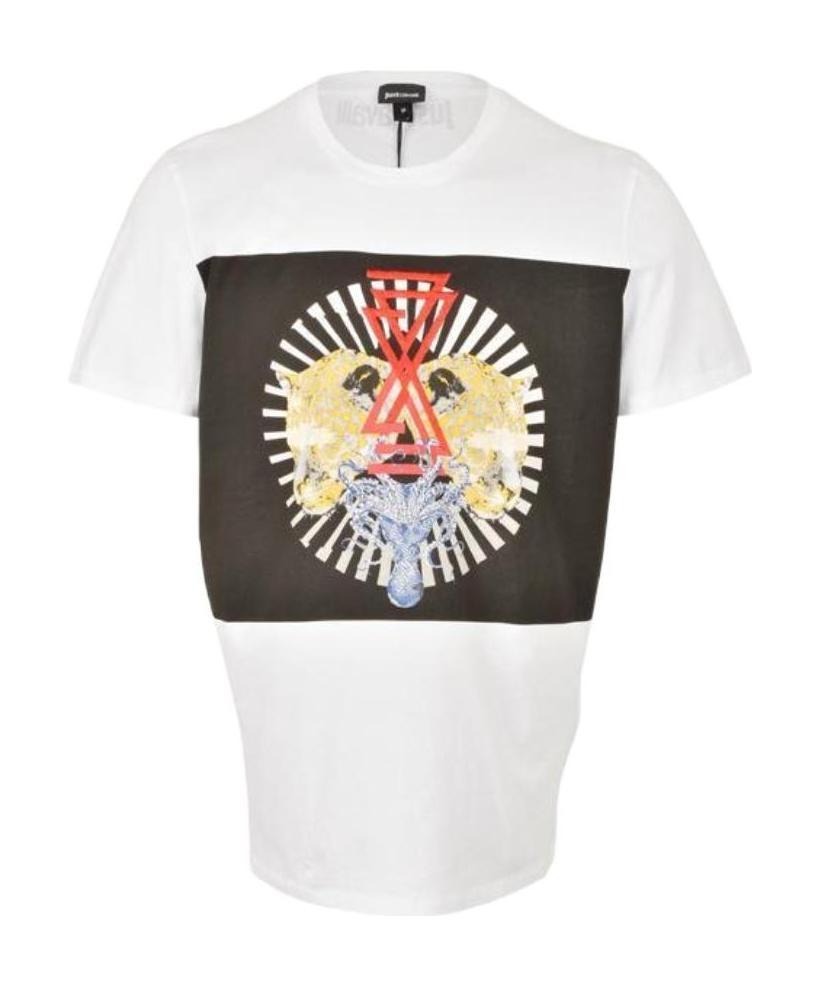 Just Cavalli T-shirt With Round Neck And Short Sleeves In White