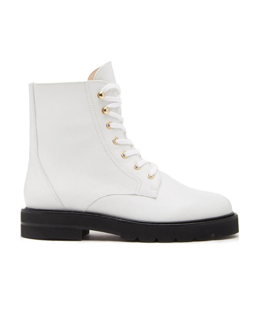 Stuart Weitzman Lace-up Leather Boots In White