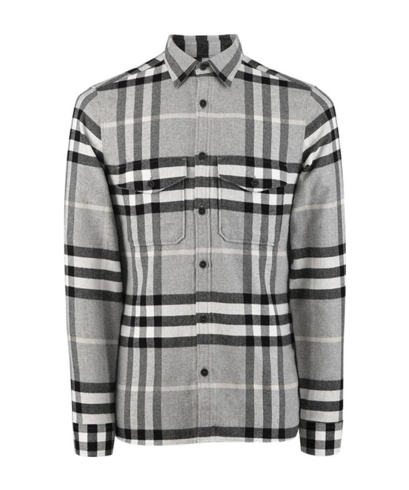 Burberry Plaid Shirt In Gray