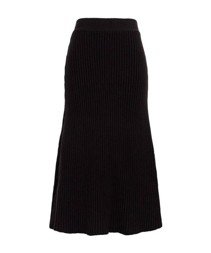 Bottega Veneta Pleated Midi Skirt In Black
