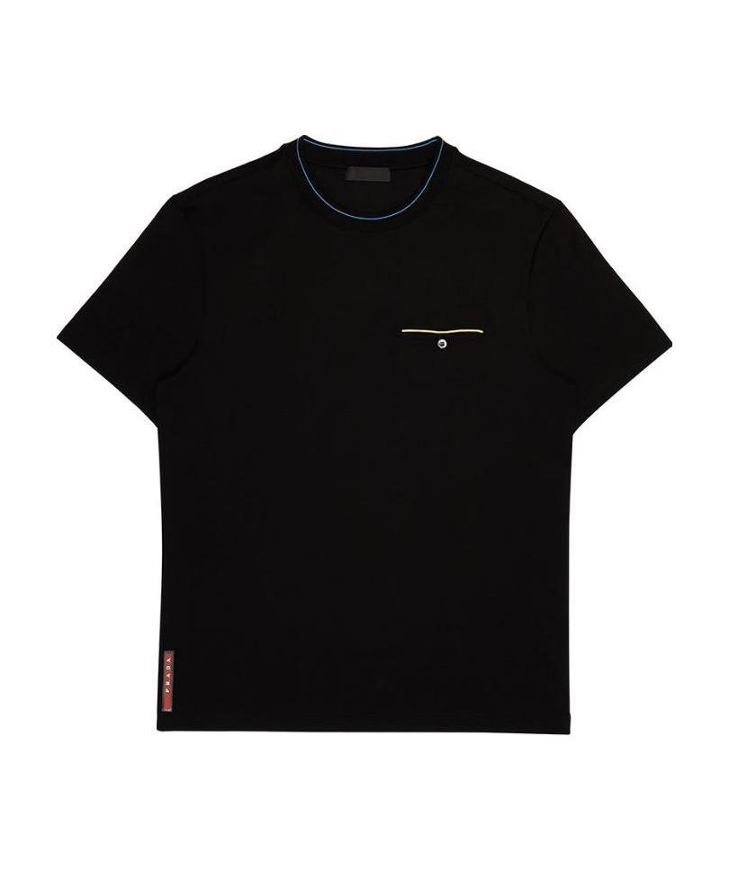 Prada Logo Pattern T-shirt In Black