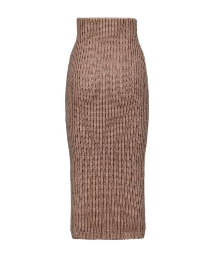 Fendi High Waist Knitted Skirt In Brown