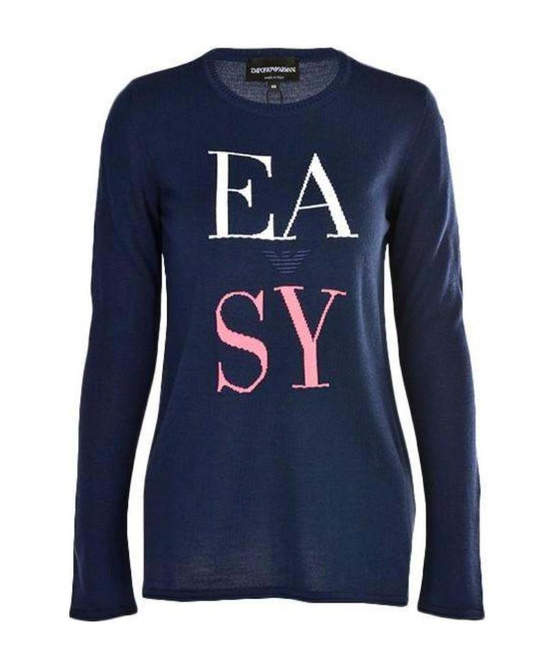 Emporio Armani Logo Long Woolen Pullover In Black