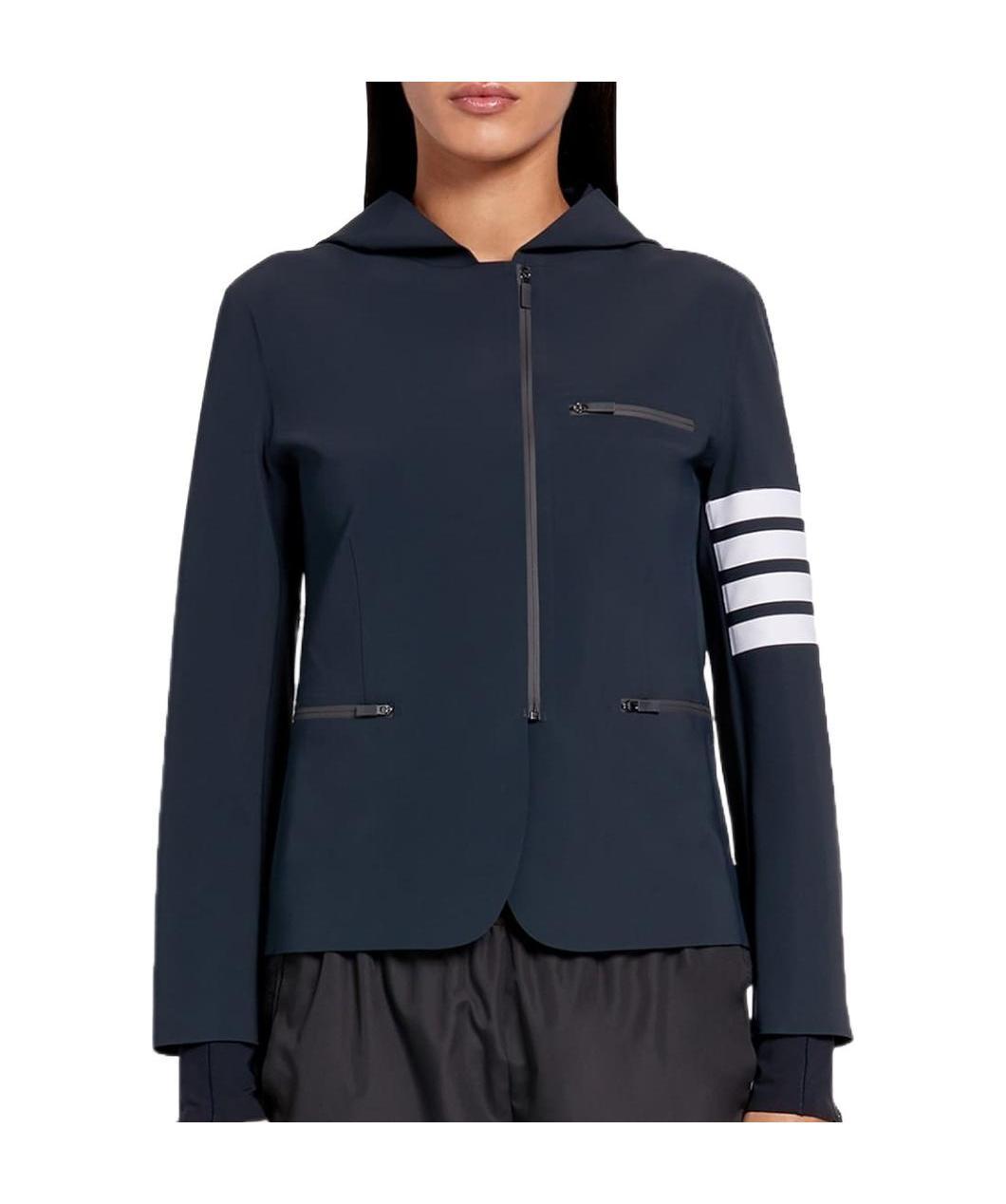 Thom Browne 4-bar Tech Compression Zip-up Jacket In Black