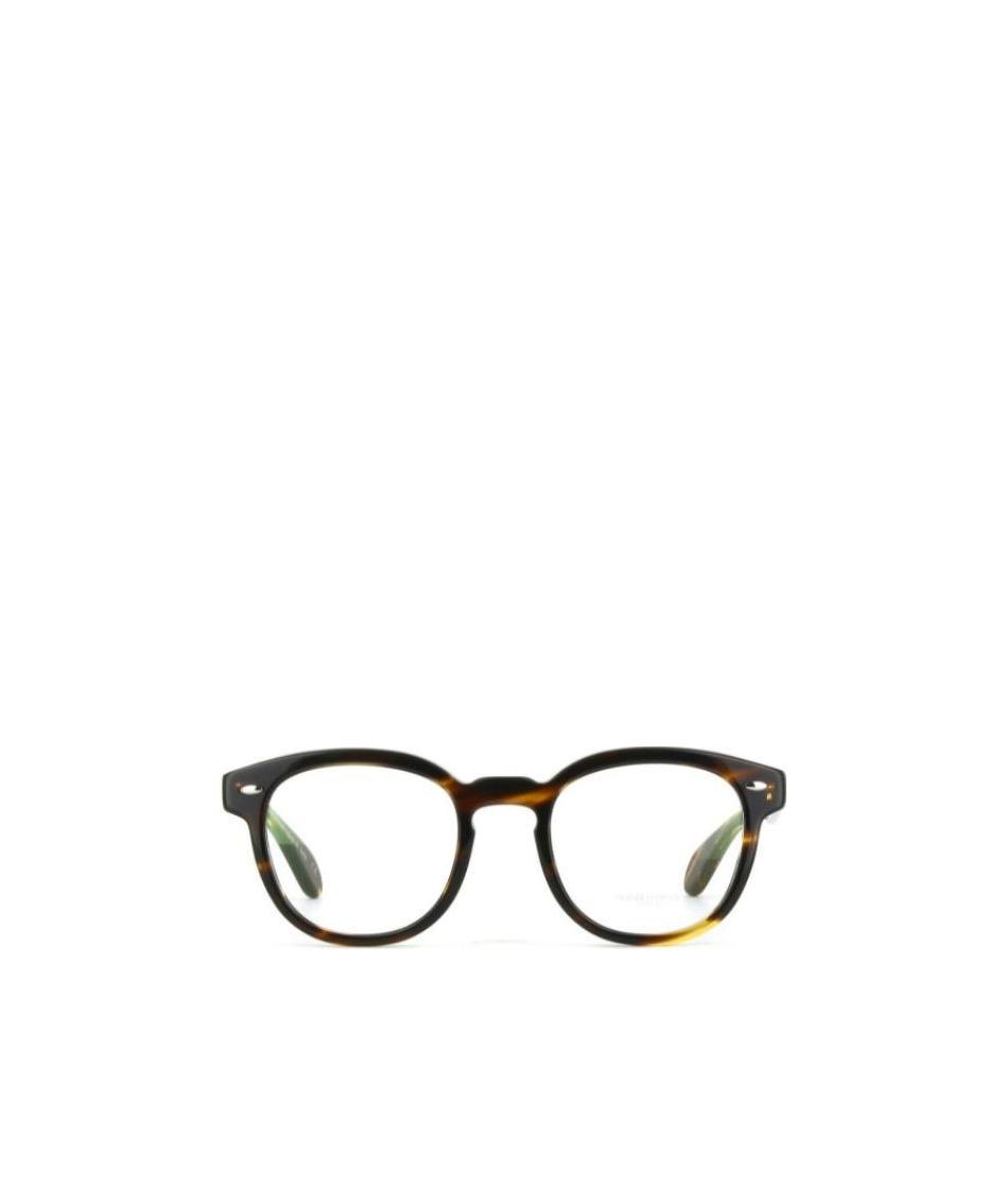 Oliver Peoples Round Frame Flat Mirror In Brown