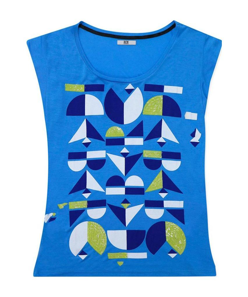 Shop Iceberg Printed Sleeveless T-shirt In Blue