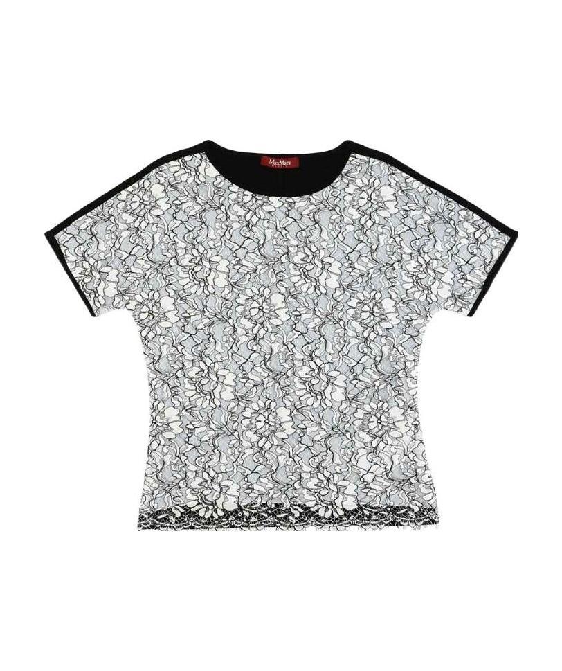 Max Mara Printed Round-collar Short-sleeved T-shirt In Gray
