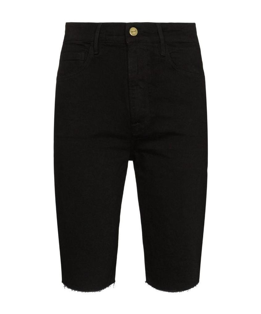 Frame Le Vintage Bermuda Raw-edge Shorts In Black