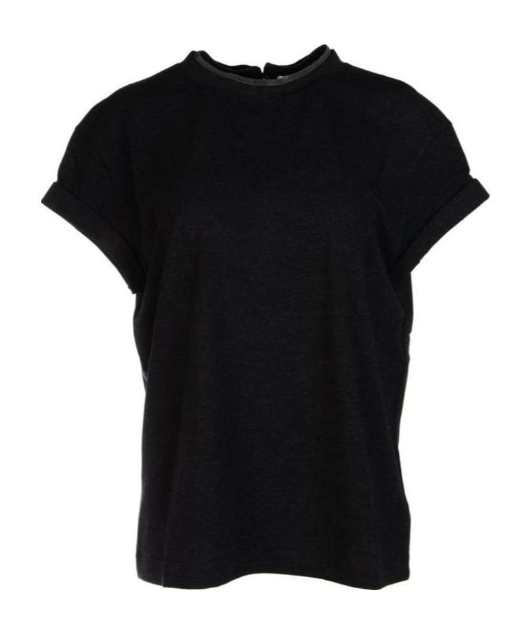 Brunello Cucinelli Embellished Crewneck T-shirt In Black