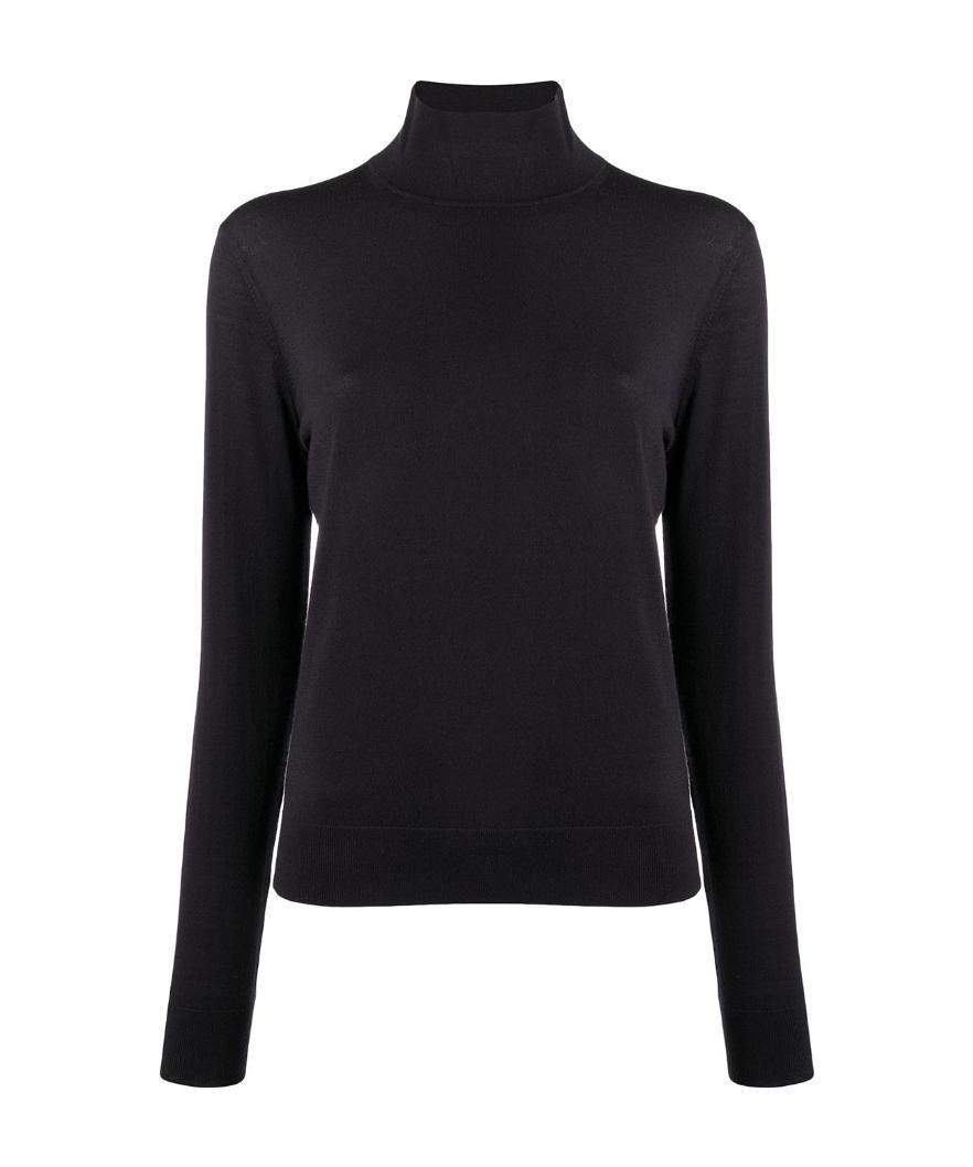 Theory Fine Knit Turtleneck Sweater In Black