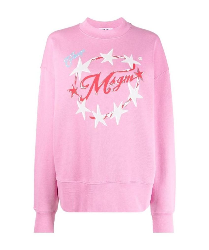 Msgm Logo-print Sweatshirt In Pink
