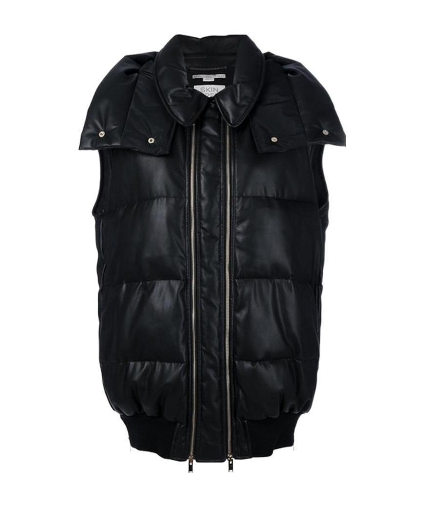 Stella Mccartney Hooded Sleeveless Down Jacket In Black