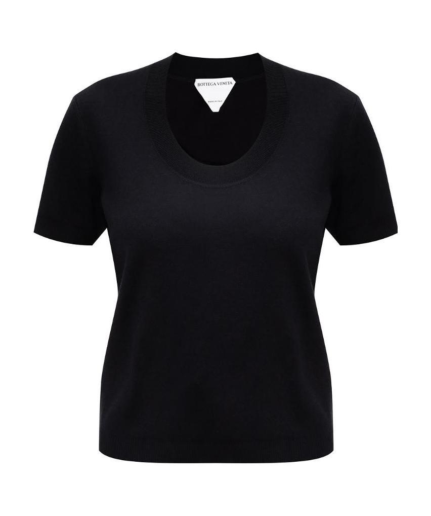 Bottega Veneta Knitted Short-sleeve Top In Black