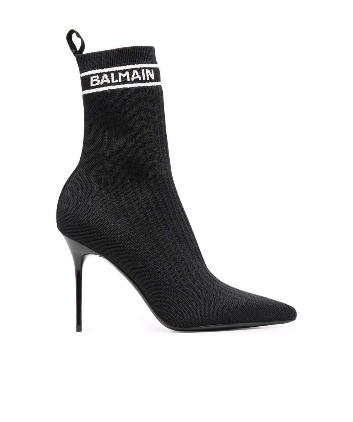 Balmain Skye Stretch Knit Ankle Boots In Black