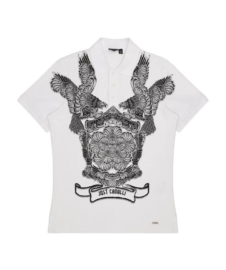 JUST CAVALLI PATTERN POLO SHIRT