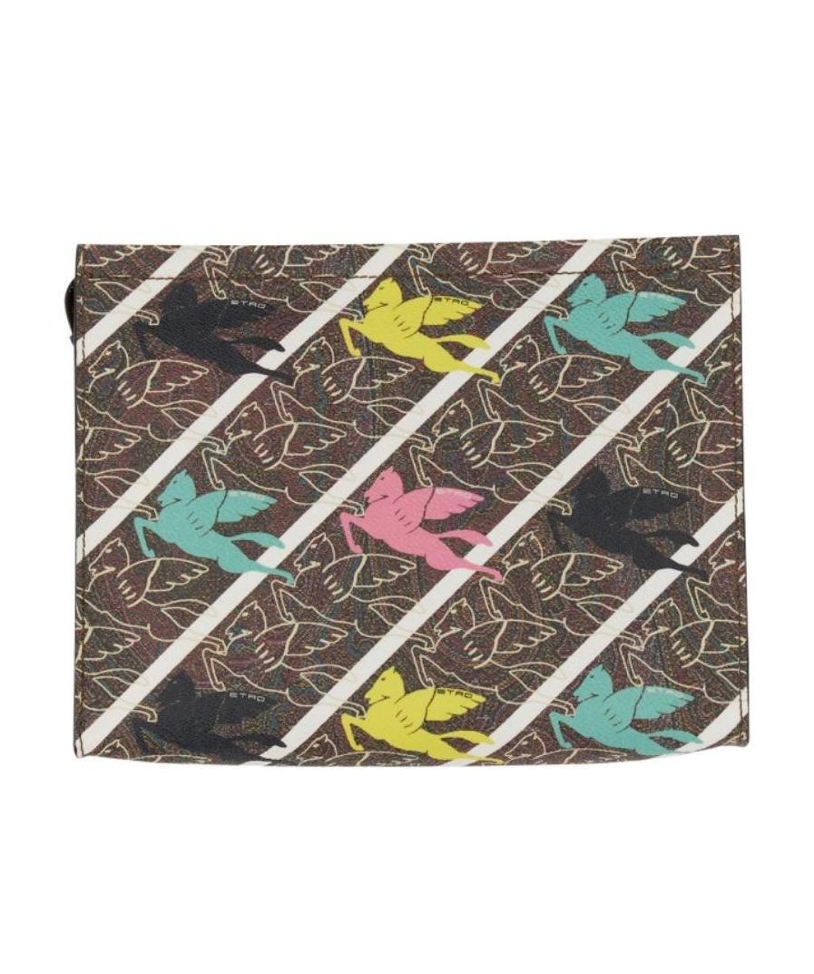 Etro Pegasus-print Clutch Bag In Multicolor