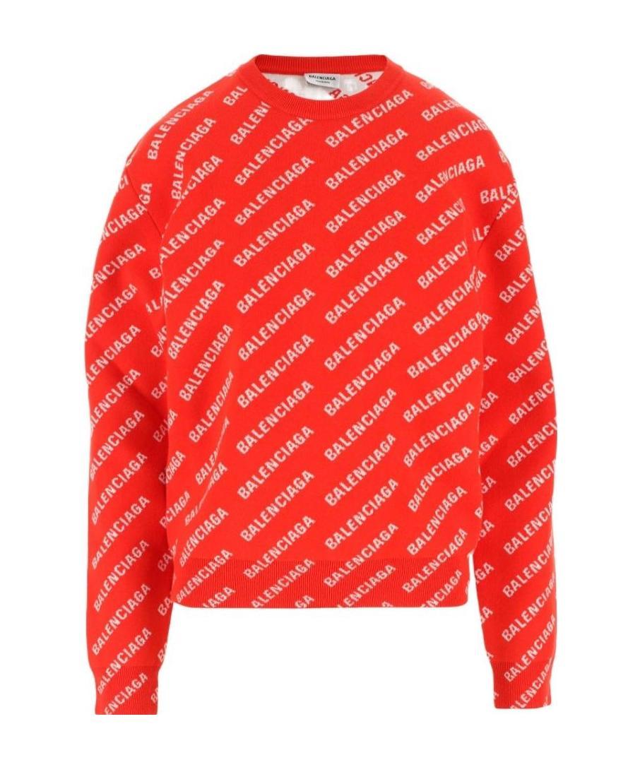 Balenciaga All-over Logo Print Sweatshirt In Red