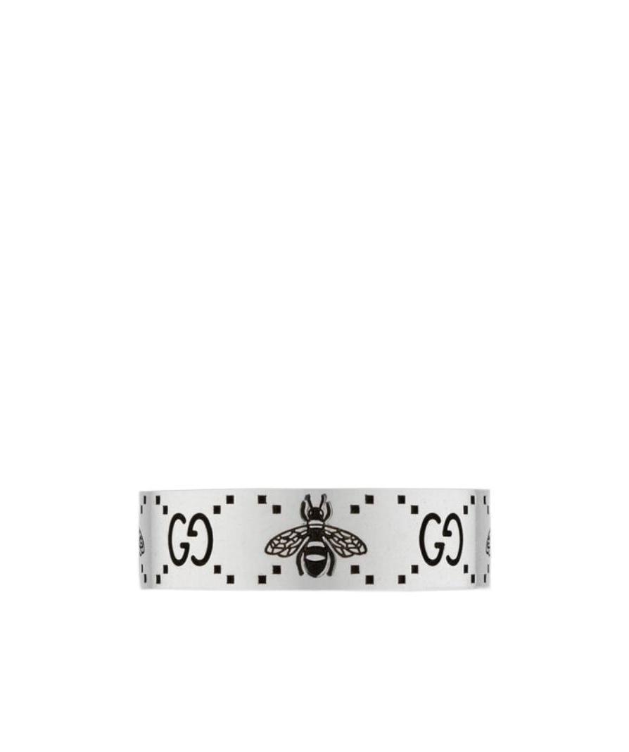 Gucci Gg And Bee Engraved Wide Ring