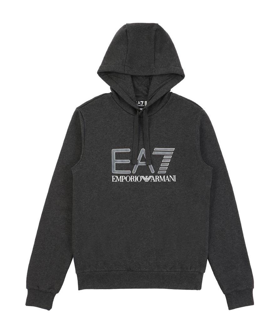 Ea7 Logo Hooded Sweater In Black